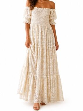 Baltic Born Lace Maxi Dress Ivory Sz M Wedding Renfaire Renaissance Coquette